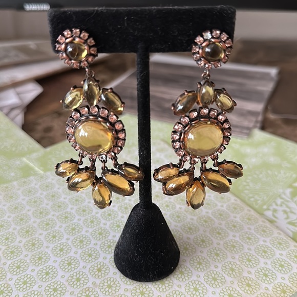 J. Crew Jewelry - Pierced chandelier earrings post samber colored with crystal framed